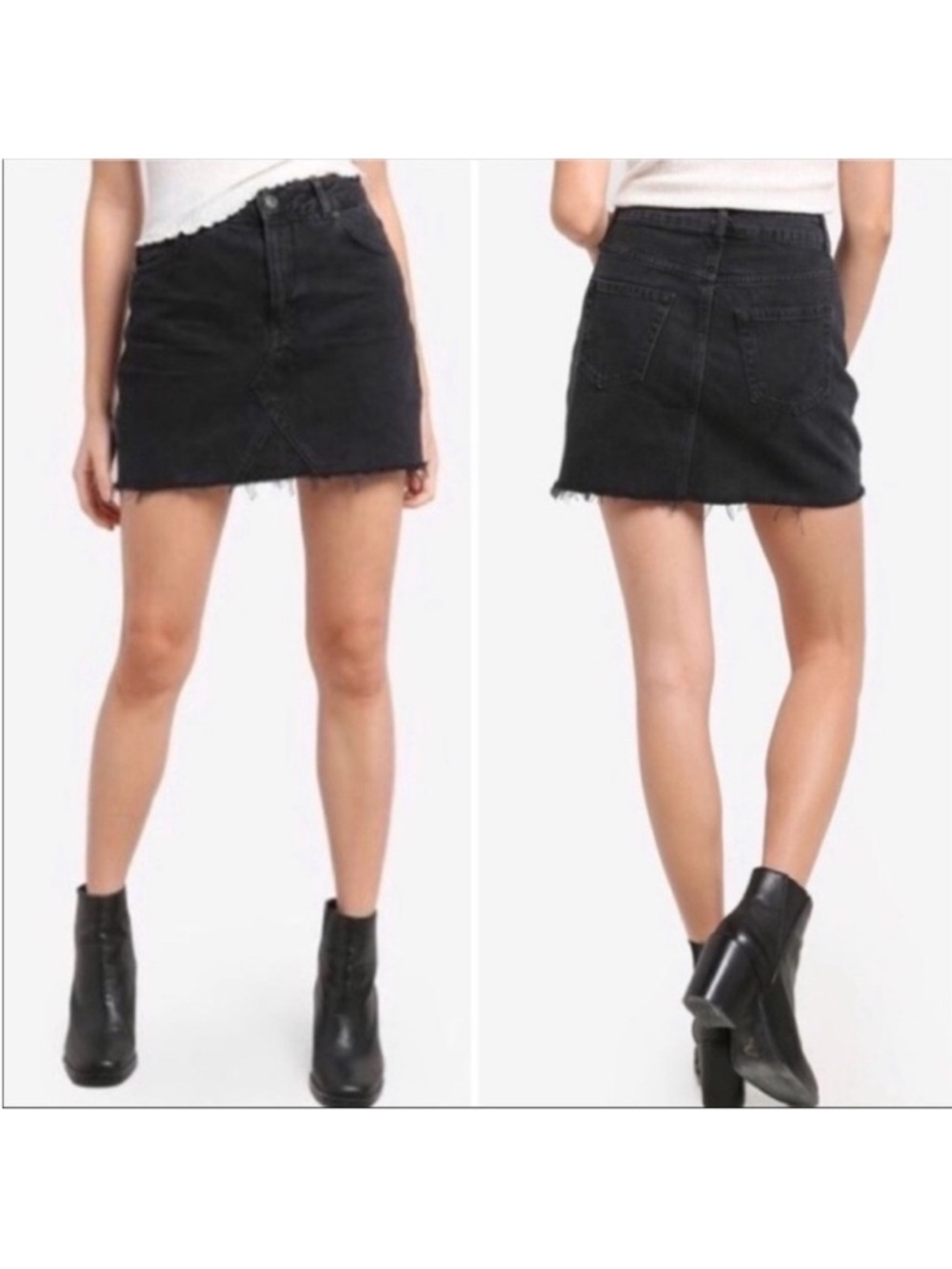 American Eagle Hi-Rise Festival Mini‎ Skirt Black Denim Button Fly Size 8 NWT